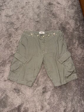 Chor Houndstooth Cargo Shorts Tailored Black White SIZE 36
